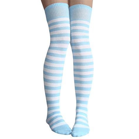 blue striped stockings|Blue Striped Knee High Socks for Women for sale .